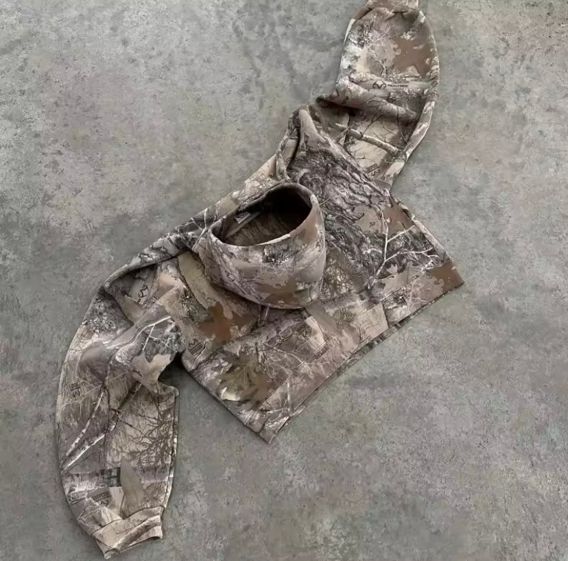 Retro Camouflage Pullover Hoodie
