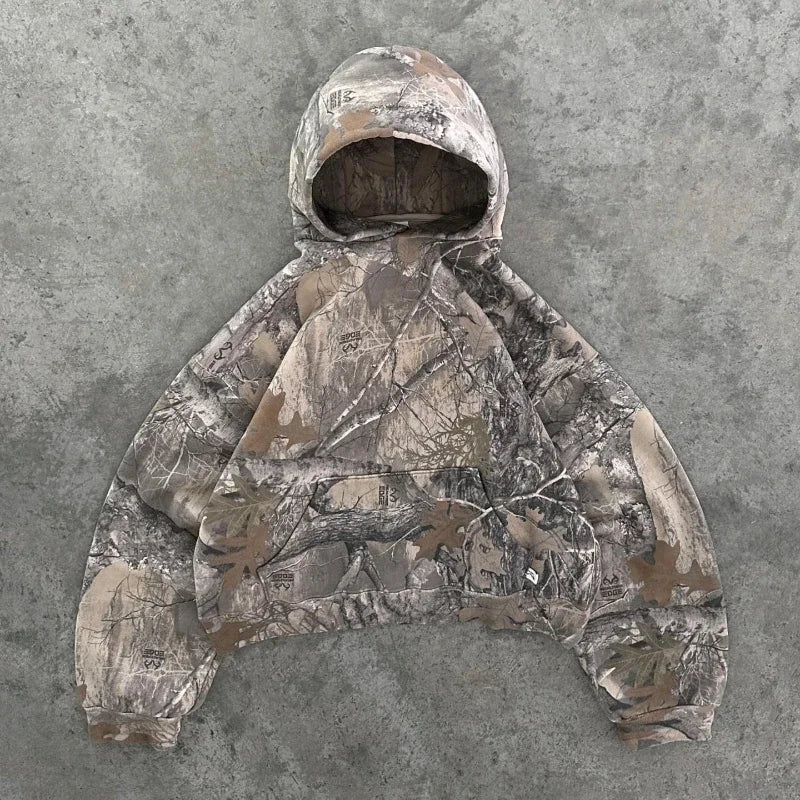 Retro Camouflage Pullover Hoodie