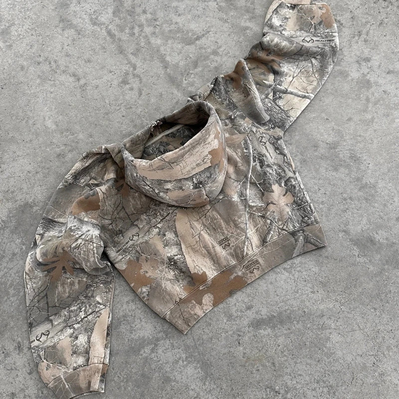 Retro Camouflage Zip Up Hoodie